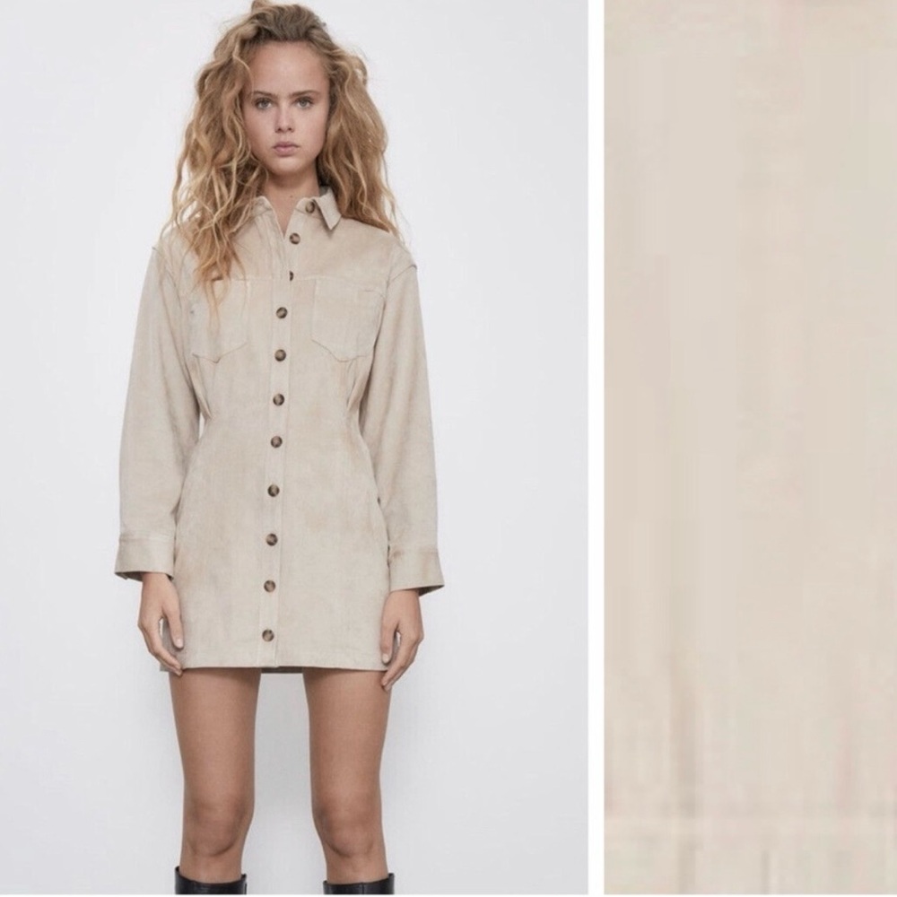 Zara faux Suede mini shirt dress